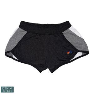 AVIATOR NATION Tri-Tone Lounge Shorts Grey White Black Rainbow Logo Sz S USA
